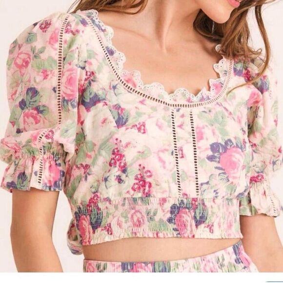 LOVESHACKFANCY Floral Pink Top - Picture 7 of 8